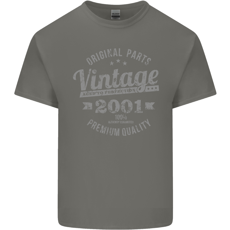 Vintage Year 22nd Birthday 2001 Mens Cotton T-Shirt Tee Top Charcoal