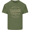 Vintage Year 22nd Birthday 2001 Mens Cotton T-Shirt Tee Top Military Green