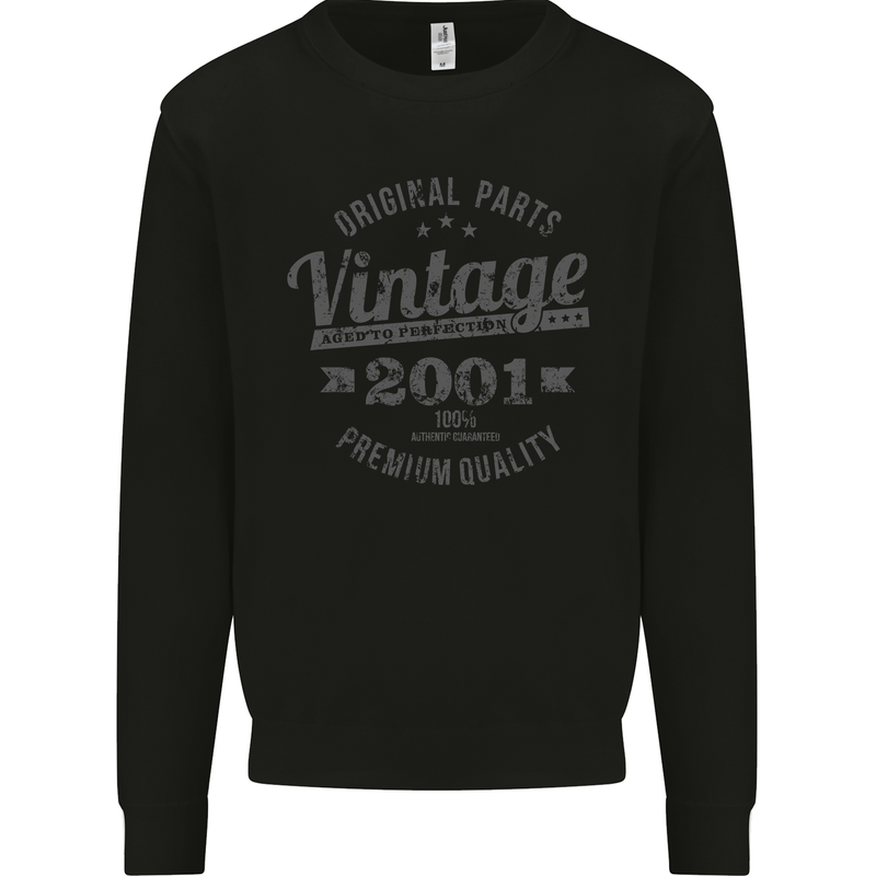 Vintage Year 22nd Birthday 2001 Mens Sweatshirt Jumper Black