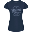 Vintage Year 22nd Birthday 2001 Womens Petite Cut T-Shirt Navy Blue