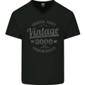 Vintage Year 23rd Birthday 2000 Mens V-Neck Cotton T-Shirt Black