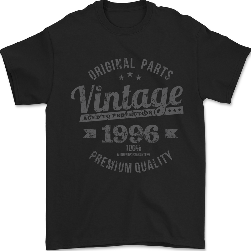 Vintage Year 27th Birthday 1996 Mens T-Shirt 100% Cotton Black
