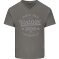 Vintage Year 28th Birthday 1995 Mens V-Neck Cotton T-Shirt Charcoal