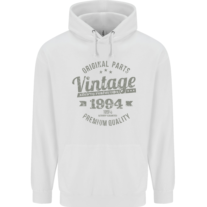 Vintage Year 29th Birthday 1994 Mens 80% Cotton Hoodie White