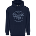 Vintage Year 32nd Birthday 1991 Mens 80% Cotton Hoodie Navy Blue