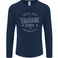 Vintage Year 32nd Birthday 1991 Mens Long Sleeve T-Shirt Navy Blue