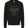 Vintage Year 32nd Birthday 1991 Mens Sweatshirt Jumper Black