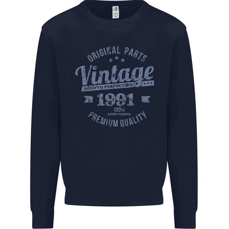 Vintage Year 32nd Birthday 1991 Mens Sweatshirt Jumper Navy Blue