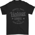 Vintage Year 32nd Birthday 1991 Mens T-Shirt 100% Cotton Black