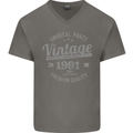 Vintage Year 32nd Birthday 1991 Mens V-Neck Cotton T-Shirt Charcoal