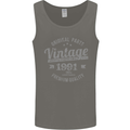 Vintage Year 32nd Birthday 1991 Mens Vest Tank Top Charcoal