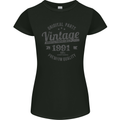 Vintage Year 32nd Birthday 1991 Womens Petite Cut T-Shirt Black