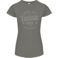 Vintage Year 32nd Birthday 1991 Womens Petite Cut T-Shirt Charcoal