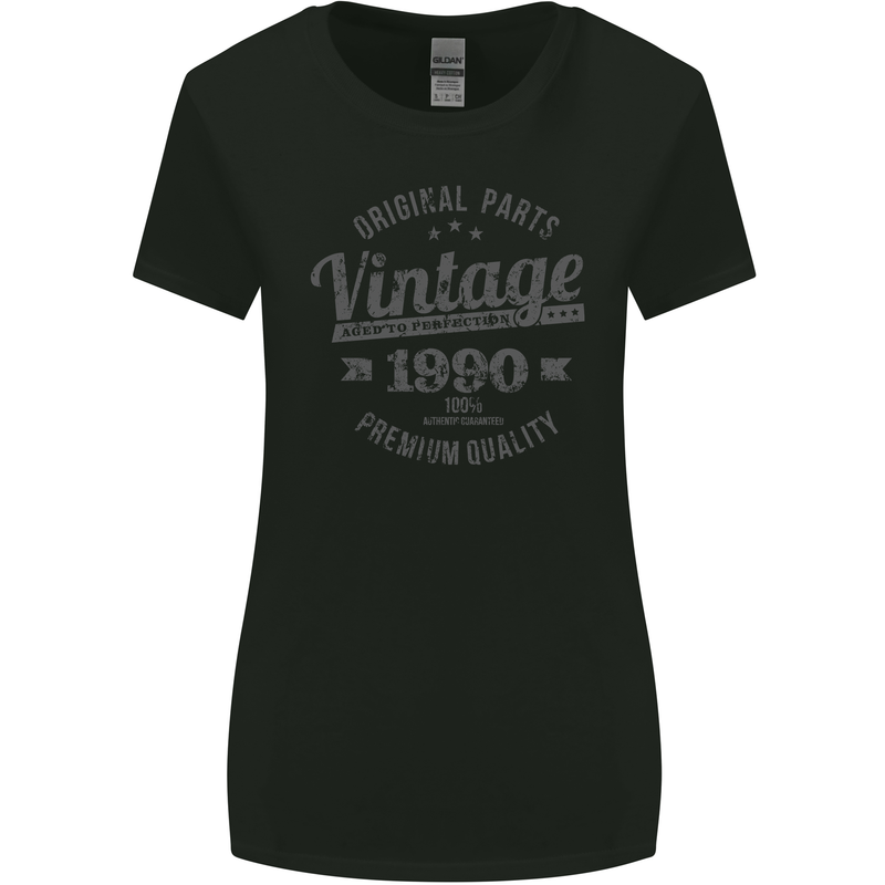 Vintage Year 33rd Birthday 1990 Womens Wider Cut T-Shirt Black