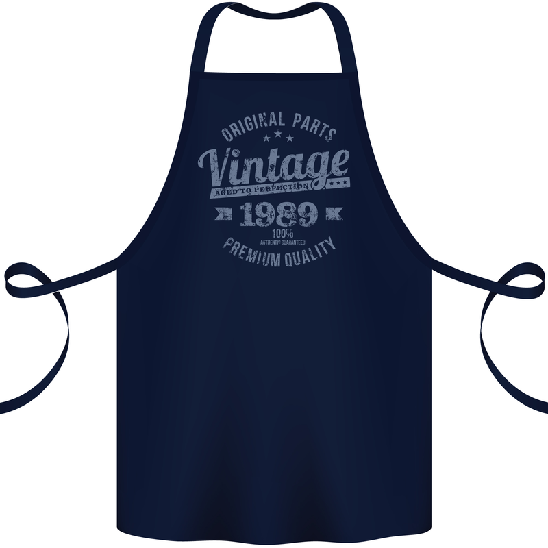 Vintage Year 34th Birthday 1989 Cotton Apron 100% Organic Navy Blue