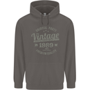 Vintage Year 34th Birthday 1989 Mens 80% Cotton Hoodie Charcoal