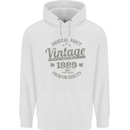 Vintage Year 34th Birthday 1989 Mens 80% Cotton Hoodie White