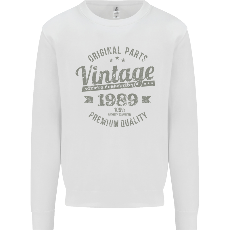 Vintage Year 34th Birthday 1989 Mens Sweatshirt Jumper White