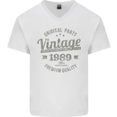 Vintage Year 34th Birthday 1989 Mens V-Neck Cotton T-Shirt White