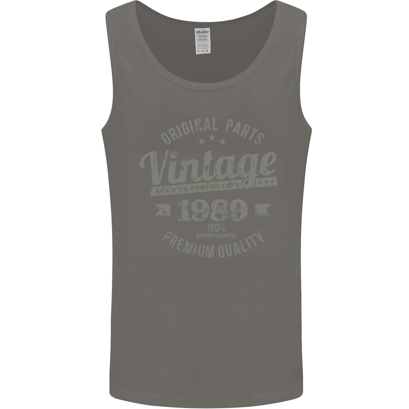 Vintage Year 34th Birthday 1989 Mens Vest Tank Top Charcoal