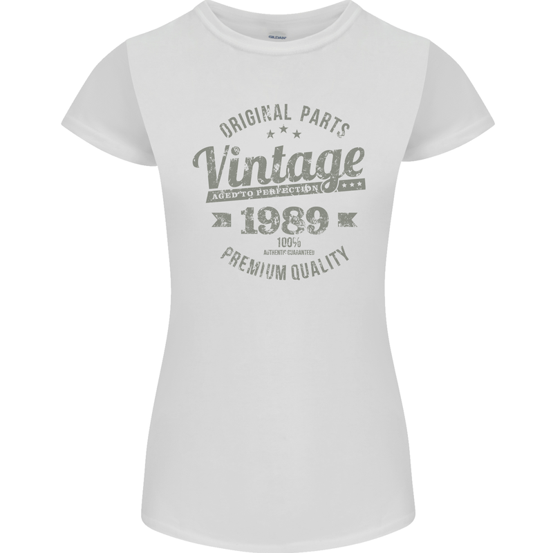 Vintage Year 34th Birthday 1989 Womens Petite Cut T-Shirt White