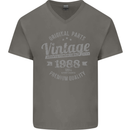 Vintage Year 35th Birthday 1988 Mens V-Neck Cotton T-Shirt Charcoal