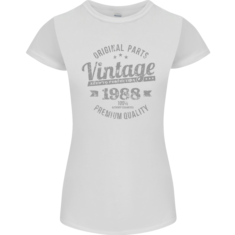 Vintage Year 35th Birthday 1988 Womens Petite Cut T-Shirt White