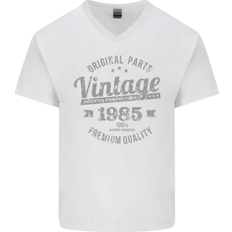 Vintage Year 38th Birthday 1985 Mens V-Neck Cotton T-Shirt White