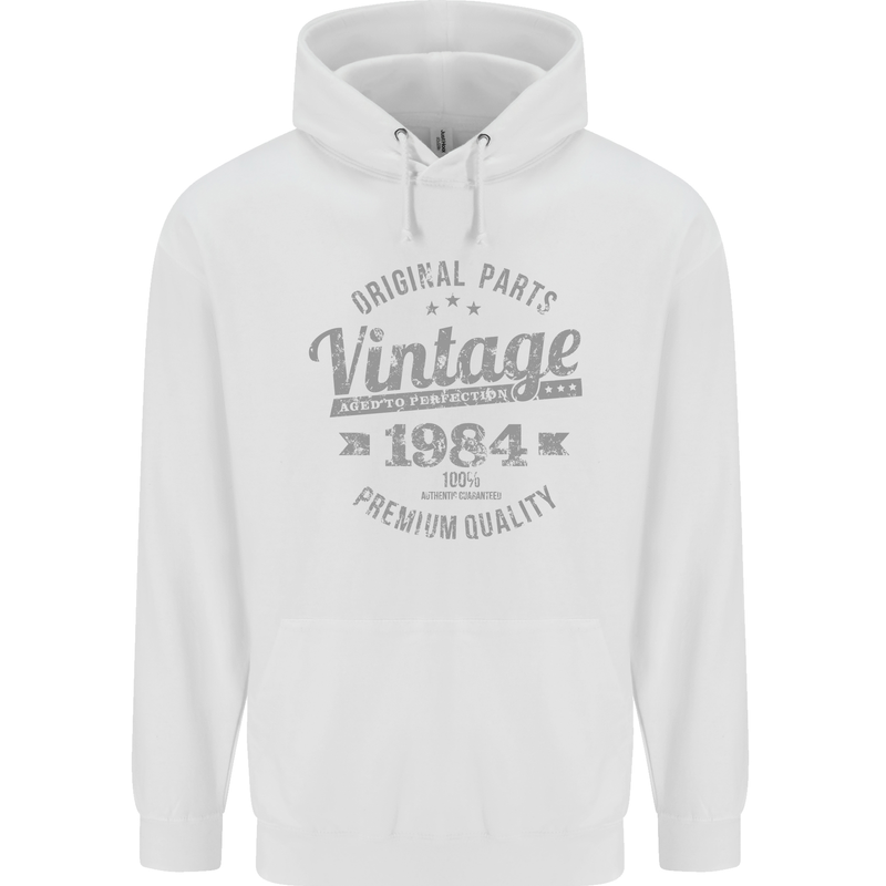 Vintage Year 39th Birthday 1984 Mens 80% Cotton Hoodie White