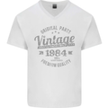 Vintage Year 39th Birthday 1984 Mens V-Neck Cotton T-Shirt White