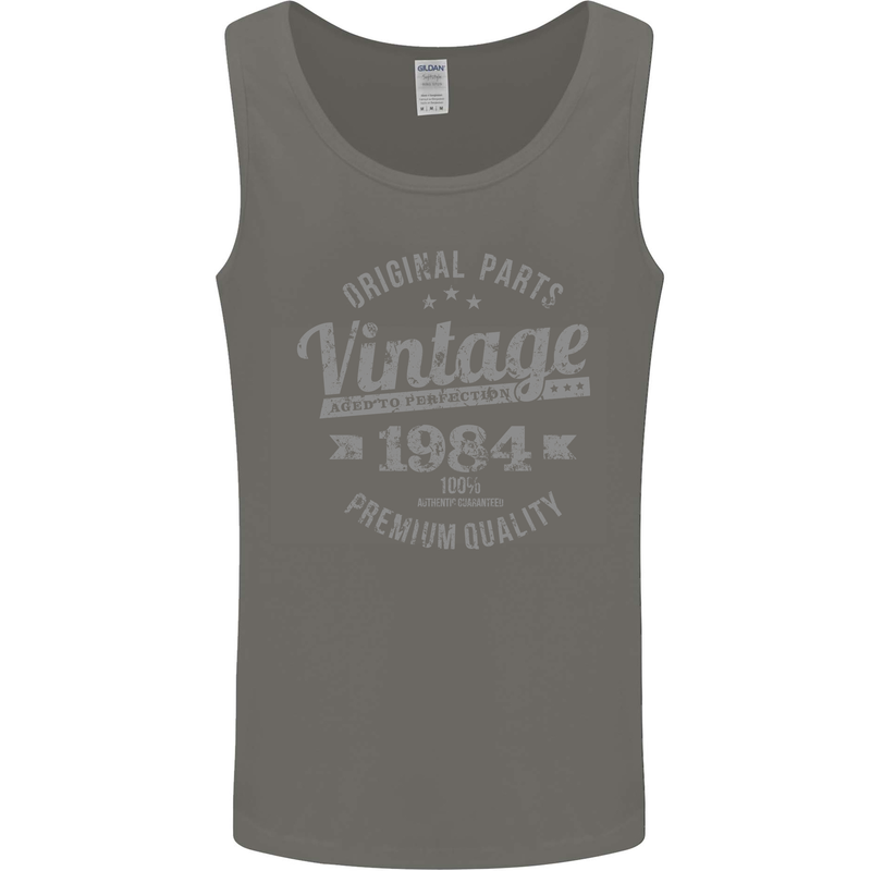 Vintage Year 39th Birthday 1984 Mens Vest Tank Top Charcoal