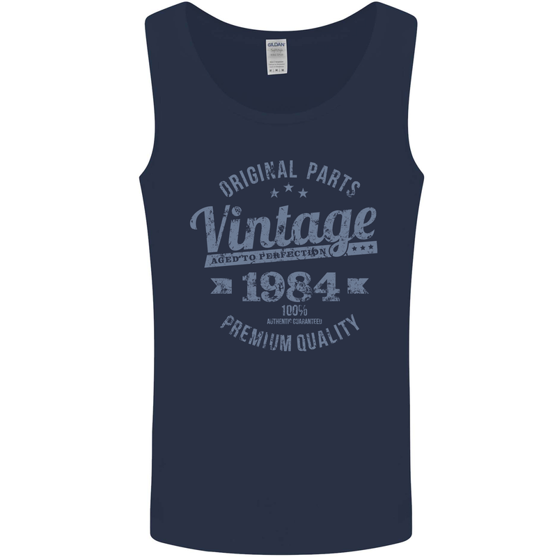 Vintage Year 39th Birthday 1984 Mens Vest Tank Top Navy Blue