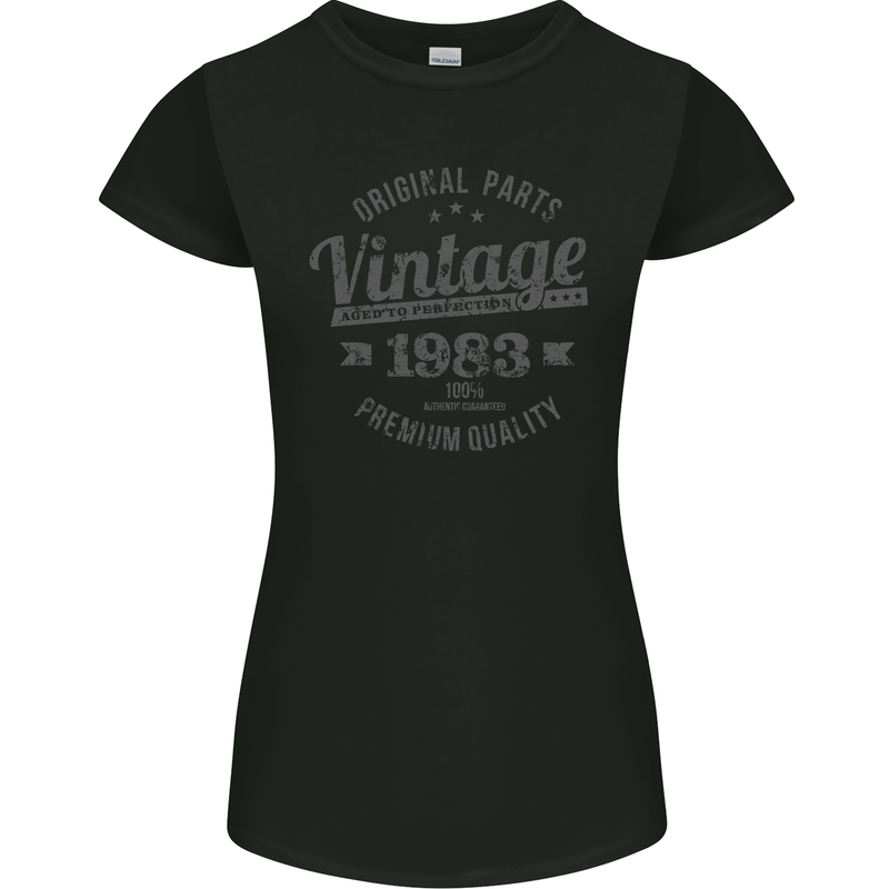 Vintage Year 40th Birthday 1983 Womens Petite Cut T-Shirt Black