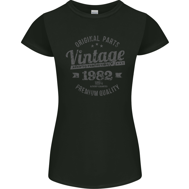 Vintage Year 41st Birthday 1982 Womens Petite Cut T-Shirt Black