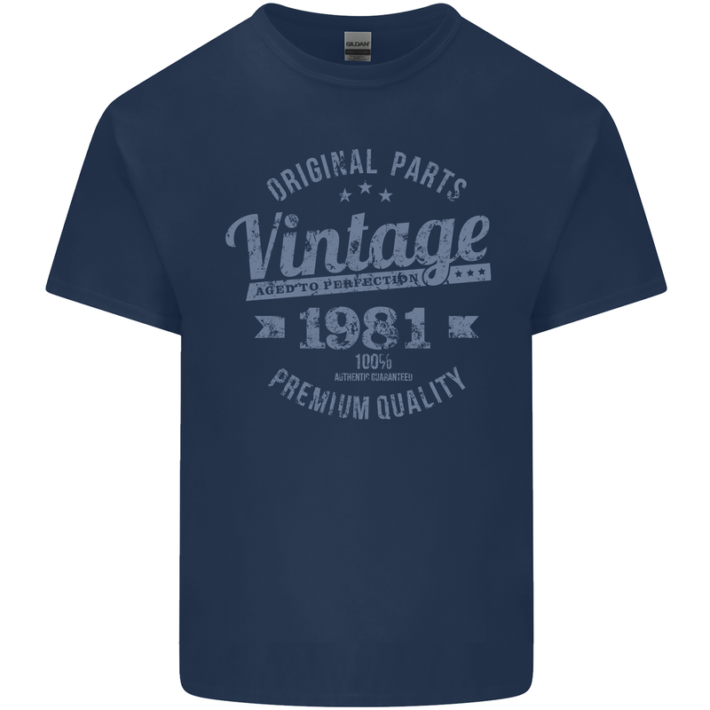 Vintage Year 42nd Birthday 1981 Mens Cotton T-Shirt Tee Top Navy Blue