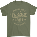 Vintage Year 42nd Birthday 1981 Mens T-Shirt 100% Cotton Military Green