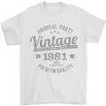 Vintage Year 42nd Birthday 1981 Mens T-Shirt 100% Cotton White