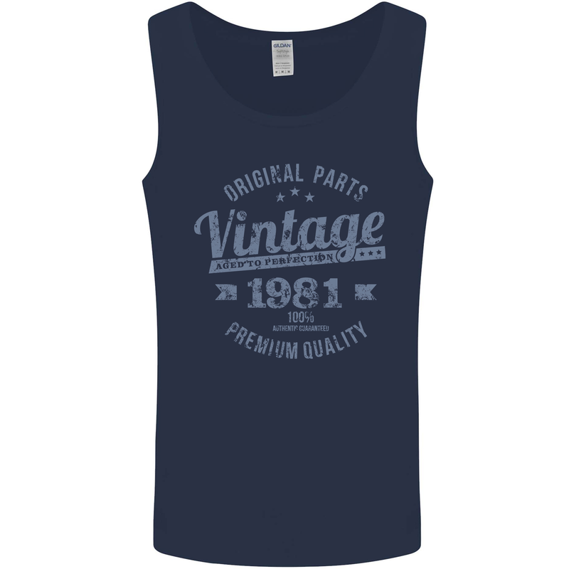 Vintage Year 42nd Birthday 1981 Mens Vest Tank Top Navy Blue