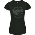 Vintage Year 42nd Birthday 1981 Womens Petite Cut T-Shirt Black