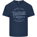Vintage Year 43rd Birthday 1980 Mens Cotton T-Shirt Tee Top Navy Blue