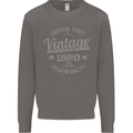Vintage Year 43rd Birthday 1980 Mens Sweatshirt Jumper Charcoal