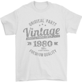 Vintage Year 43rd Birthday 1980 Mens T-Shirt 100% Cotton White