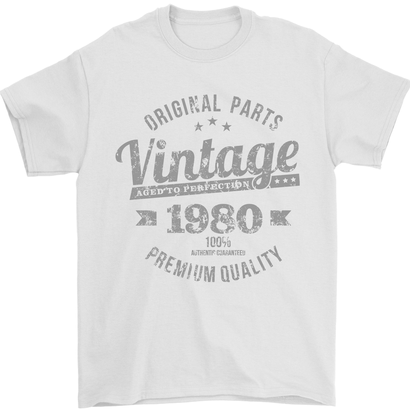 Vintage Year 43rd Birthday 1980 Mens T-Shirt 100% Cotton White