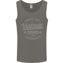 Vintage Year 43rd Birthday 1980 Mens Vest Tank Top Charcoal