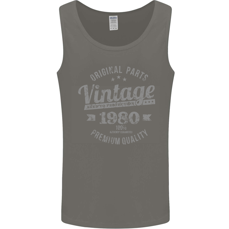 Vintage Year 43rd Birthday 1980 Mens Vest Tank Top Charcoal