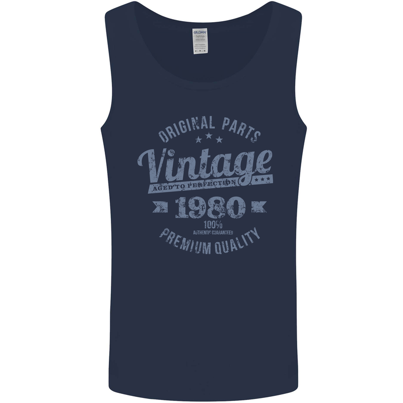 Vintage Year 43rd Birthday 1980 Mens Vest Tank Top Navy Blue