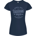 Vintage Year 43rd Birthday 1980 Womens Petite Cut T-Shirt Navy Blue