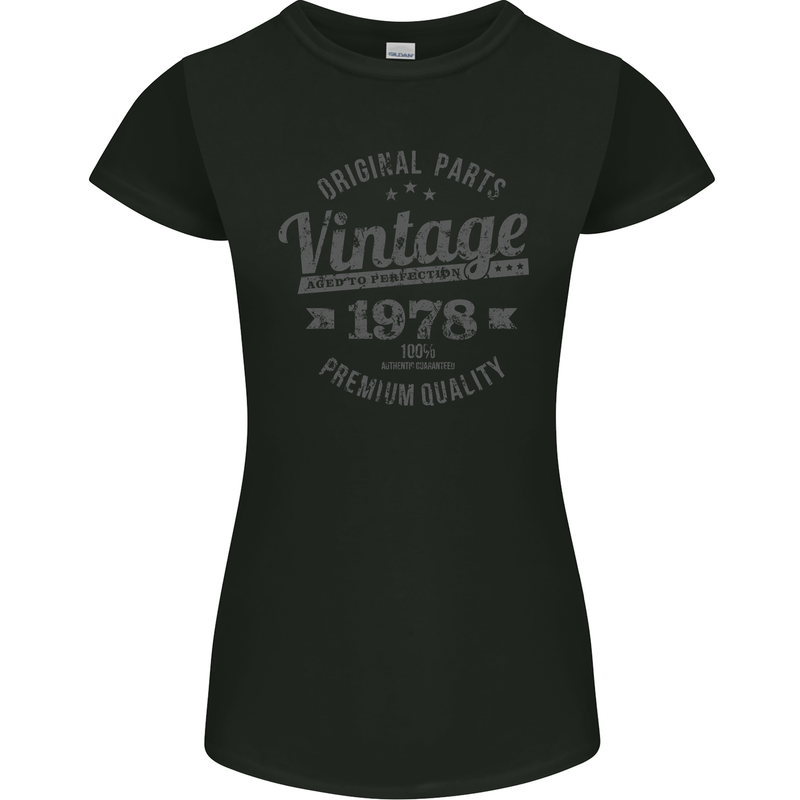 Vintage Year 45th Birthday 1978 Womens Petite Cut T-Shirt Black