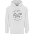 Vintage Year 46th Birthday 1977 Mens 80% Cotton Hoodie White