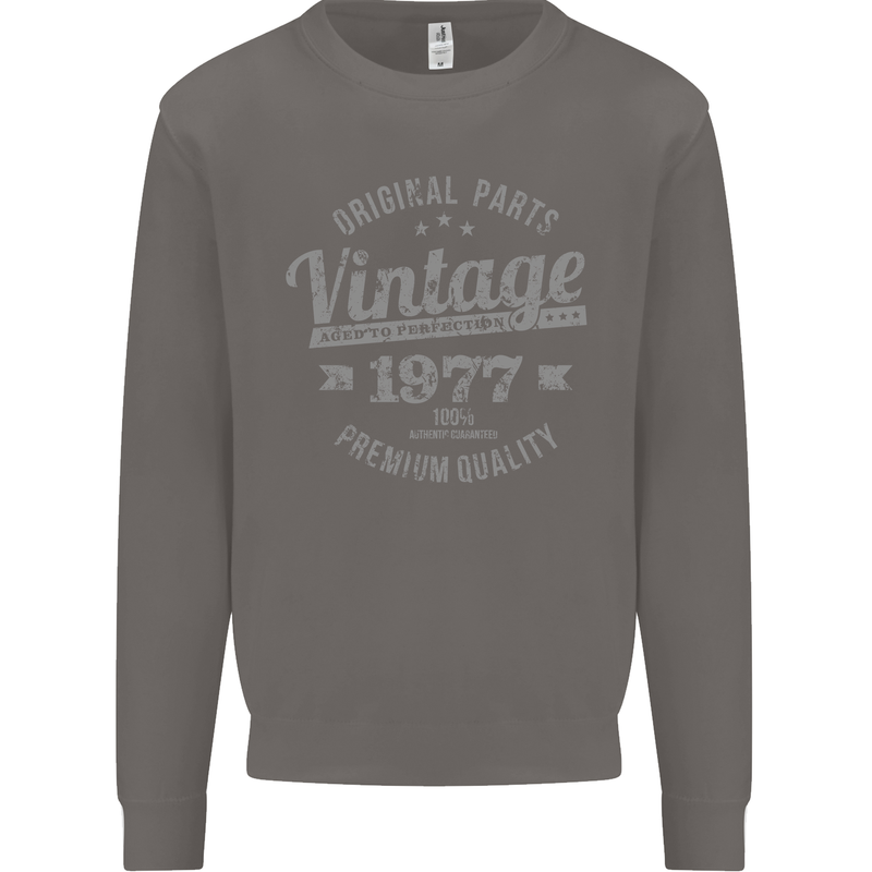 Vintage Year 46th Birthday 1977 Mens Sweatshirt Jumper Charcoal